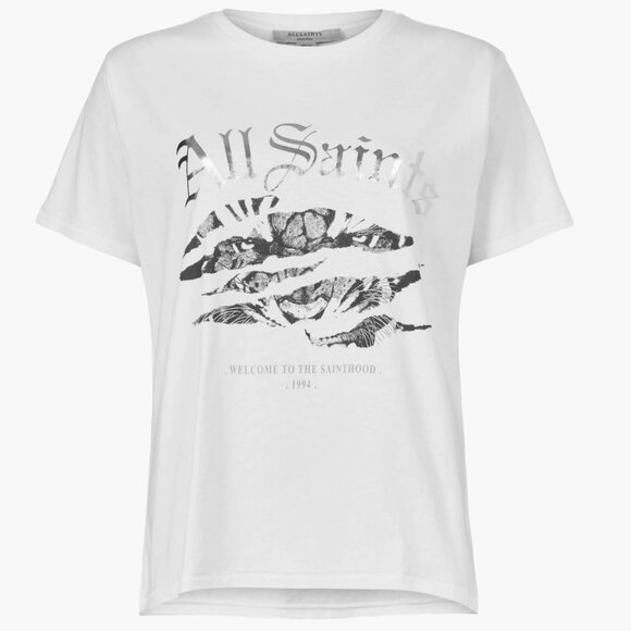 ALLSAINTS Organic Cotton Graphic T-Shirt Grace Ally Tee in Optic White M/Medium - Picture 5 of 5